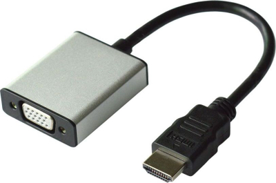 Adaptues video audio VALUE HDMI në VGA, 15 cm, me audio 3.5 mm, argjendtë e zi