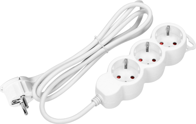 Zgjatës elektrik me 3 vende Schuko, 5m, 3x1.5mm², i bardhë