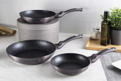 Set tigana Berlinger Haus Carbon Pro, 3 copë, 20 cm, 24 cm, 28 cm, të zi