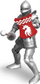 Figurine lodër PAPO Unicorn Knight with Spear, PVC, e pikturuar me dorë, e kuqe argjendi