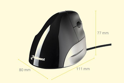 Maus BakkerElkhuizen Evoluent, me kabllo, USB, i zi dhe i argjendtë