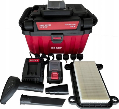 Fshesë me vakum portative Rooks AQ-one 20V, 10L, HEPA, e kuqe