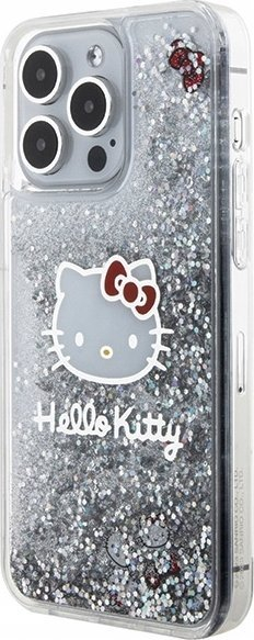 Mbështjellës telefoni Hello Kitty Liquid Glitter Charms Kitty Headcase për iPhone 15 Pro Max, transparent