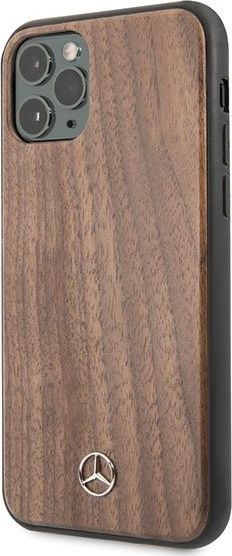Këse telefoni Mercedes Benz Wood Line Walnut për iPhone 11 Pro Max, kafe
