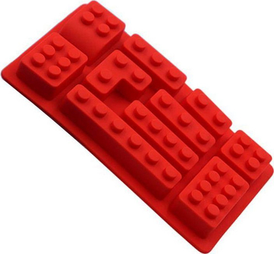 Kallëp silikoni për pjekje Aptel AG433E në formën e tullave LEGO 10 copë, të kuqe