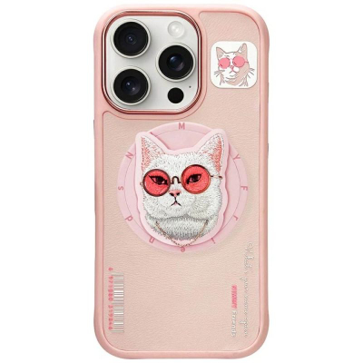 Mbulesë telefoni Nimmy Glasses Cool Cat për iPhone 16 Pro, MagSafe, 6.3", rozë