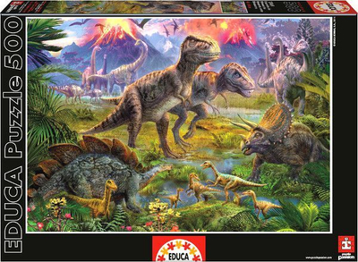 Puzzle Educa Borras Dinosaur Gathering, 500 pjesë, shumëngjyrësh