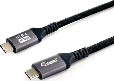 Кабел USB C во C Equip USB4 Gen 3, 2m, 240W PD3.1, 40Gbps, црн