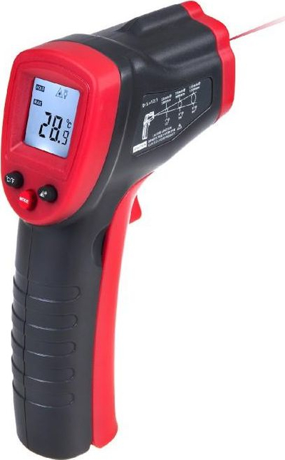 Termometër me rreze infrakuqe Maclean MC320, pirometër pa kontakt, -50°C deri 380°C, i kuq me të zi
