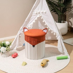Stool dekorativ për fëmijë Fox, 28x28x34 cm, MDF, portokalli