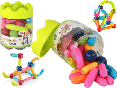 Lodër magnetike Lean Toys Magnetic Bar, 32 copa, me kuti plastike, shumëngjyrëshe