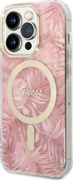 Set mbrojtëse dhe karikues Guess GUBPP14LHJEACSP për iPhone 14 Pro 6.1", lejla rozë