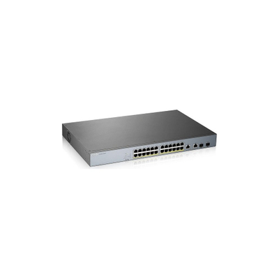 Мрежен прекинувач Zyxel GS1350-26HP, 24 Gigabit порти, PoE, сива боја