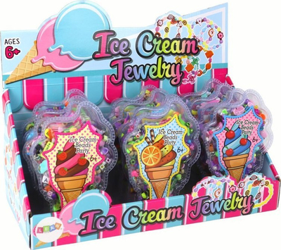 Set lodër Leantoys Ice Cream Jewelry, rruaza për byzylykë, 6+