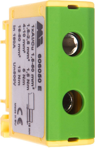Bllok terminal EM Group EURO OTL, 47.6x38x18mm, i gjelbër / i verdhë