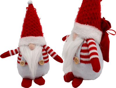Figurine dekorative Saska Santa Claus me thes dhuratash, 25cm, e bardhë