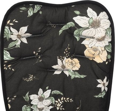 Set mbrojtës për karrocë LUXURY STROLLER LINER, jastëk anti-shok, universal, me lule të zeza