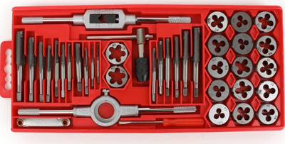 Set çekiçash e matricash Schmith, 40 copë, metrik dhe 1/8 NPT, i kuq