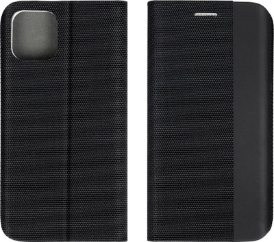Këllëf-portofol Sensitive Book për iPhone 15 Pro, me kapak ekrani, me xhepa për karta, i zi