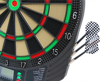 Dartboard elektronik Enero 47 cm, ekran LED, me shumë lojëra, i zi