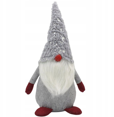 Figurinë dekorative Krishtlindjesh Saska Garden Gnome Elf, 45cm, pelush, gri e kuqe