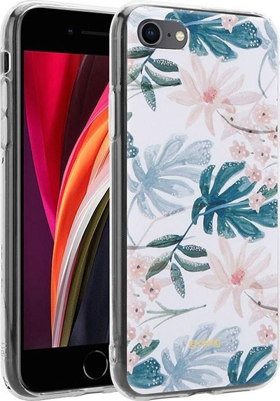 Këllëf mbrojtës Crong Flower për iPhone SE 2020 8 7, model 01, transparent me lule