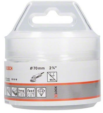 Kurorë shpimi diamant Bosch X-LOCK Best for Ceramic, 70mm, thellësi 35mm, gri