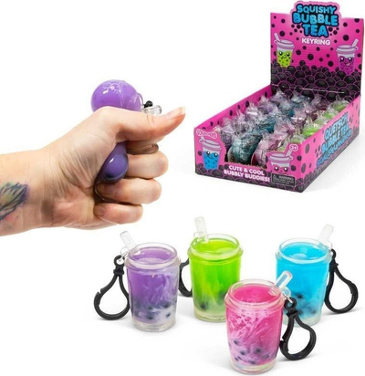 Varëse çelësash Scrunchems Bubble Tea, lodër antistres me xhel, shumëngjyrëshe