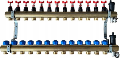 Manifold ngrohjeje Kisan KRPTp 13, 1", dalje 3/4", 13 seksione, bronzi