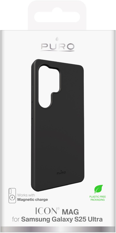 Футрола за телефон Puro за Samsung Galaxy S25 Ultra, силикон, MagSafe, црна