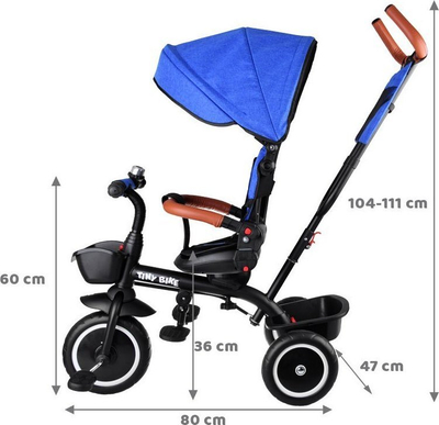 Tricikël për kalamaj Tiny Bike SP0650, 3 në 1, me tendë, blu