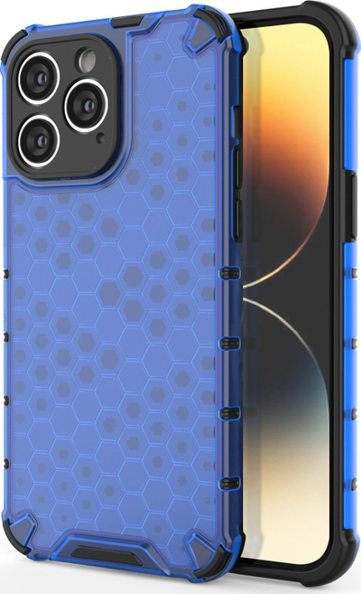Mbështjellës telefoni Hurtel Honeycomb për iPhone 14 Pro Max, hibrid i blindum, blu