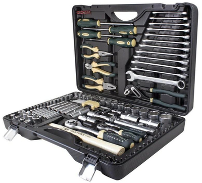 Set veglash Rockforce, 122 copë, 1/4" dhe 1/2", çelik CrV