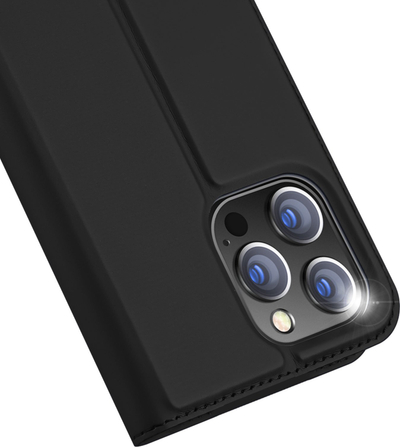 Mbulesë telefoni Dux Ducis Luxury Flip, për iPhone 15 Pro Max, me xhep kartash, e zezë