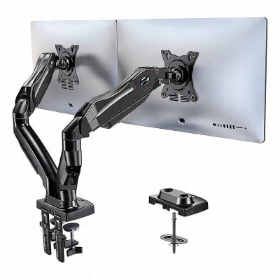 Mbajtës monitorësh i dyfishtë HUANUO HNDS6, 13-30", gas spring, i zi