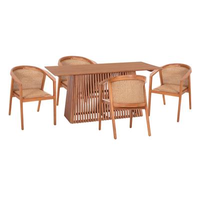 Set ngrënieje 5-pjesësh Renly (drejtkëndor) & 4 karrige (HM21078.02)