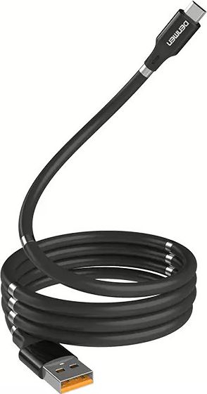 Kabllo USB Type C Denmen D11T Magnetic, 1m, silikon, e zezë