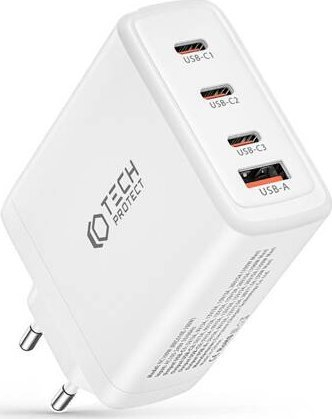Karikues murale Tech-Protect Fast Strong NC100W GaN, 4 porta, PD 100W QC 3.0, i bardhë