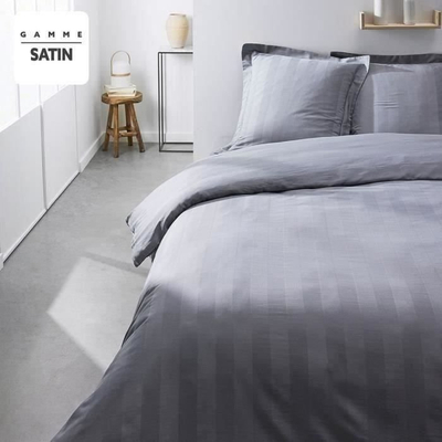 Komplet jorgani Cotton Bedding Stripes Percale, 220x240 cm, 2 jastëkë 63x63 cm, gri e hapur