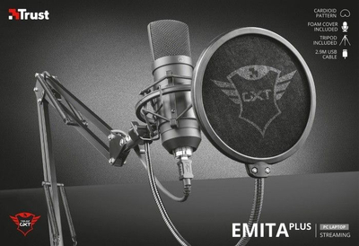 Mikrofon Trust Emita Plus GXT 252+, USB, kardioid, i zi