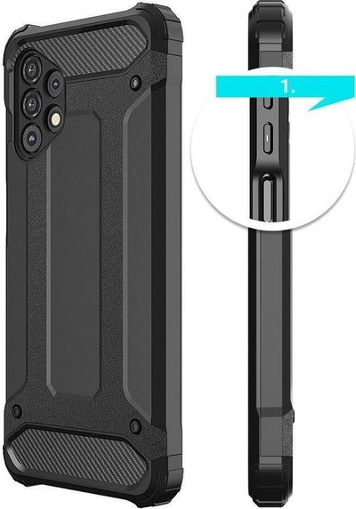 Këllëf Hybrid Armor për Samsung Galaxy A53 5G, dy-shtresor, mbron nga goditjet, i zi