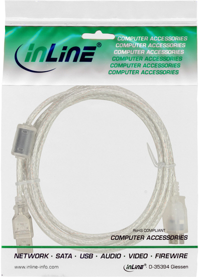 Kabllo zgjatues USB 2.0 InLine, Type A M/F, 3m, transparent
