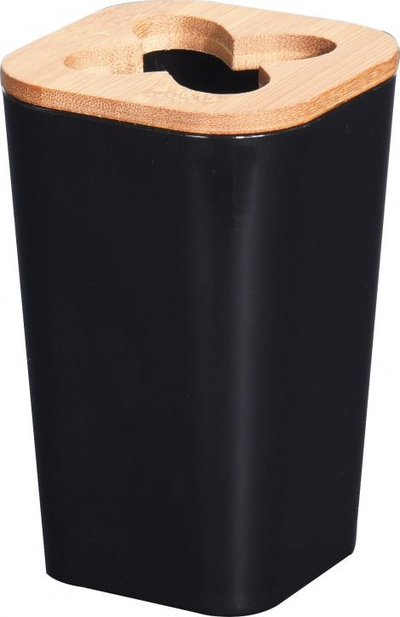 Gotë banjoje Bathroom Solutions Koopman Single Cup, plastike, me bambu, e zezë