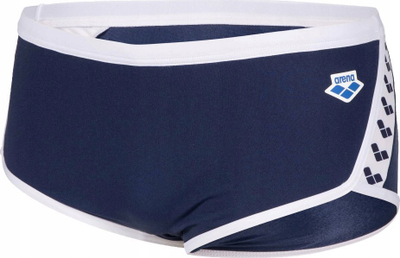 Rroba banje çunash Arena Icons Solid Low Waist, MaxLife Eco, që s’i gjen gjë nga klori, blu me të bardhë