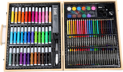Set arti ProNice Artistic Set, 150 copë, kuti druri, shumëngjyrësh