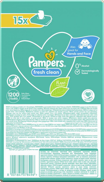 Pampers Fresh Clean Бебешки Марамчиња, 1200 Марамчиња