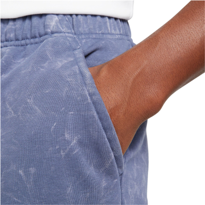 Shorta fitness Nike Dri-FIT Washed Fleece për meshkuj, pambuk poliestër, xhepa anësorë, blu e zbehur