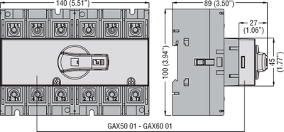 Bllokim mekanik Lovato GAX5001 GA63, switching interlock 1 0 2