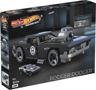 Set ndërtimi Hot Wheels Mega Rodger Dodger, 1011 copa, me makinë die cast, e zezë