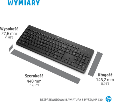 Set tastiere dhe mi HP 230, layout UK, me kabëll, i zi